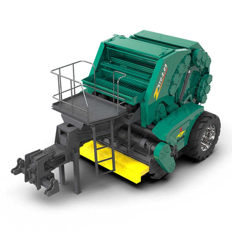 Efficient round baling with 18 pressing rollers, forced feeding system, and anti-clogging hydraulic control. Full gear transmission delivers high density and low maintenance – available with spring-tooth or hammer-claw pickups to suit various terrains.